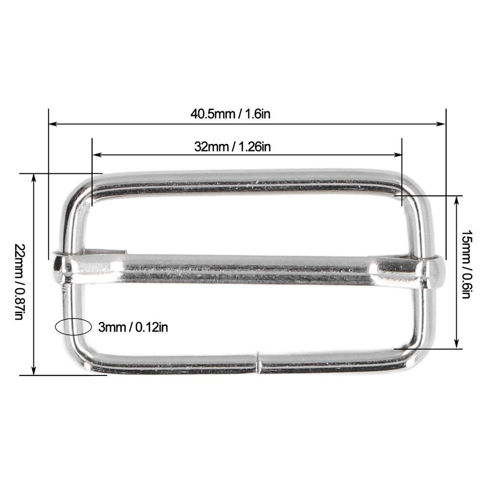 50pcs Silver Tri-Glide Buckle Rectangle Shape Adjustable Strap Buckle  For Fasteners