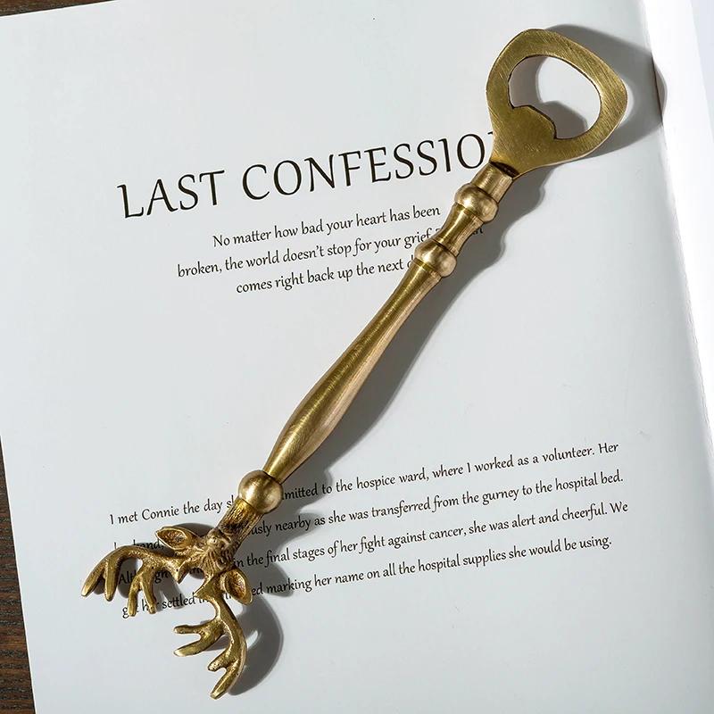 

Brass Deer Head Pineapple Beer Opener, Handcrafted, Unique Luxury Design, Ornamental Wine Accessory