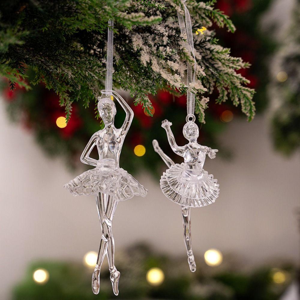 Transparent Christmas Elk Pendants DIY Carousel Ballet Girl Pendants Elegant Exquisite Christmas Decoration