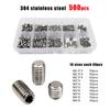 500/1500 M2 M2.5 M3 M4 M5 M6 M8 DIN913 304 Stainless Steel Black Hex Hexagon Socket Allen Flat Point Grub Bolt Set Screw Kit Box