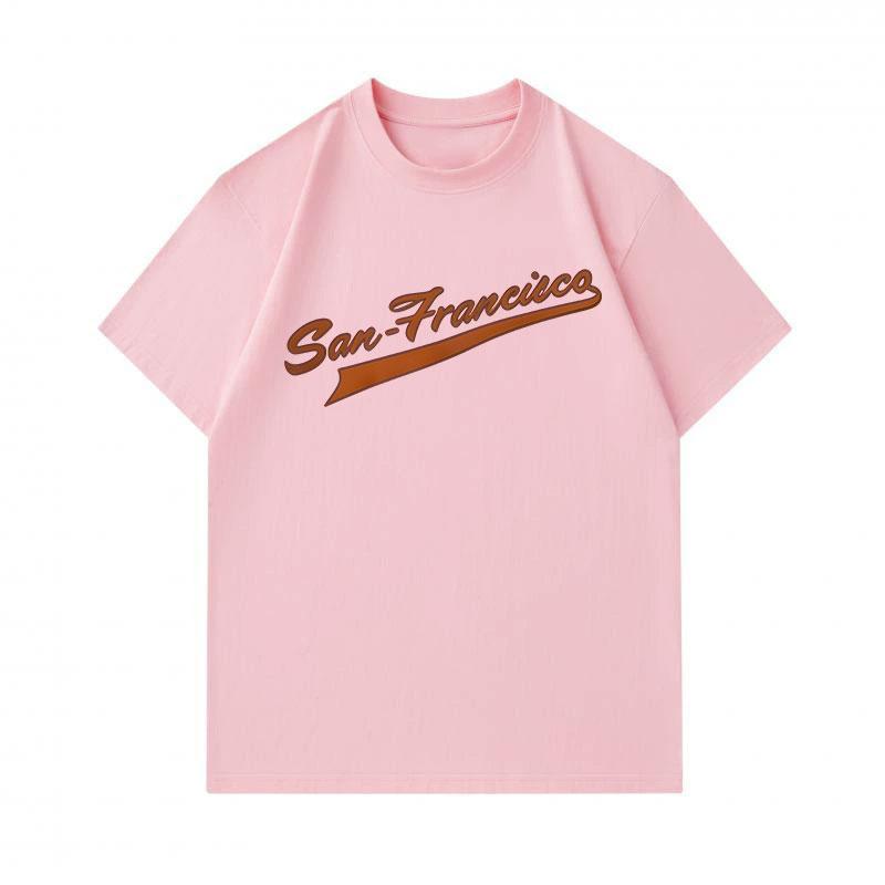 Men's 100% Cotton Crew Neck Short Sleeve T-shirt, Classic San Francisco Cursive Print Casual Breathable Lightweight Summer Daily Wear Tee for Men
