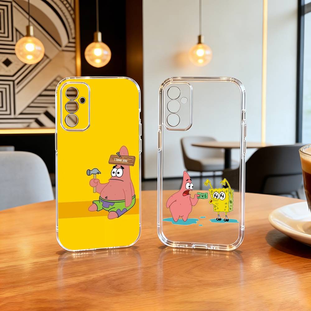 S-Sponge Funny B-Bob Animation Phone Case For SamsungA10,12,20,21S,30,31,40,50,51,52,70,71 Transparent Cover