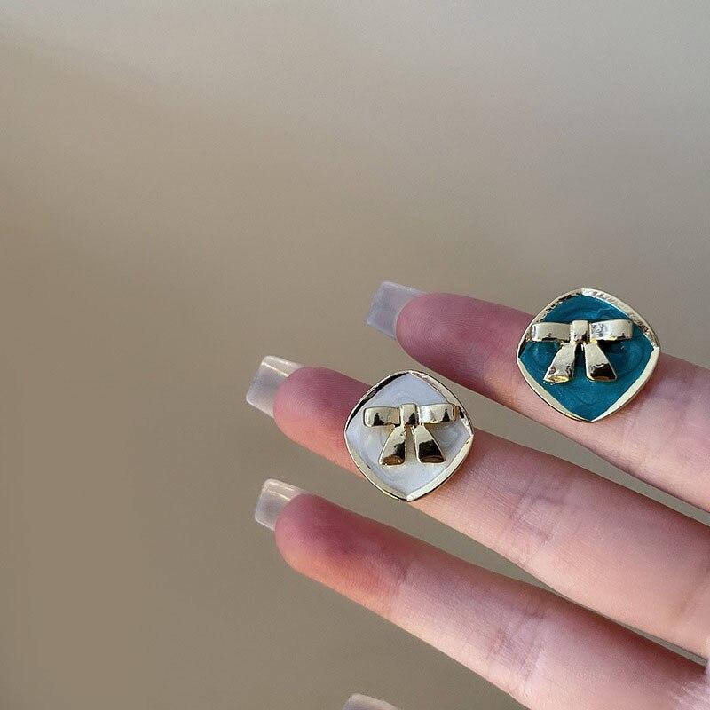 

Простые модные квадратные серьги-гвоздики с бантом в новом корейском стиле Brincos, оптовая продажа ювелирных изделий