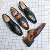 Zapatos de vestir formales para hombre, zapatos Monk de diseñador, Oxford italianos para hombre, Zapatos de vestir para boda, Marca Cuero, Hebillas Dobles, marrones