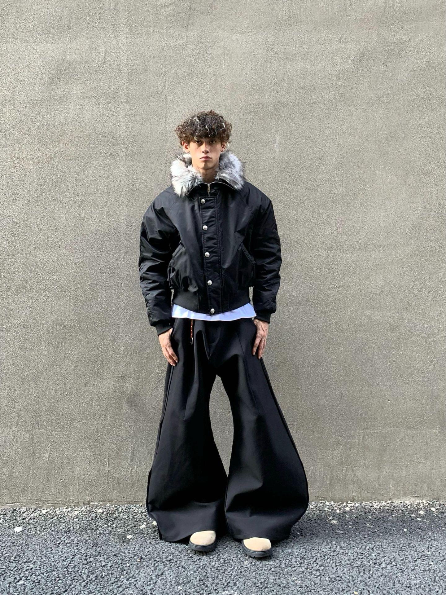 

American Style Cleanfit Fur Collar Mountain Eagle Cotton Coat - Thick Winter Short Men s Workwear Jacket XXL чорний