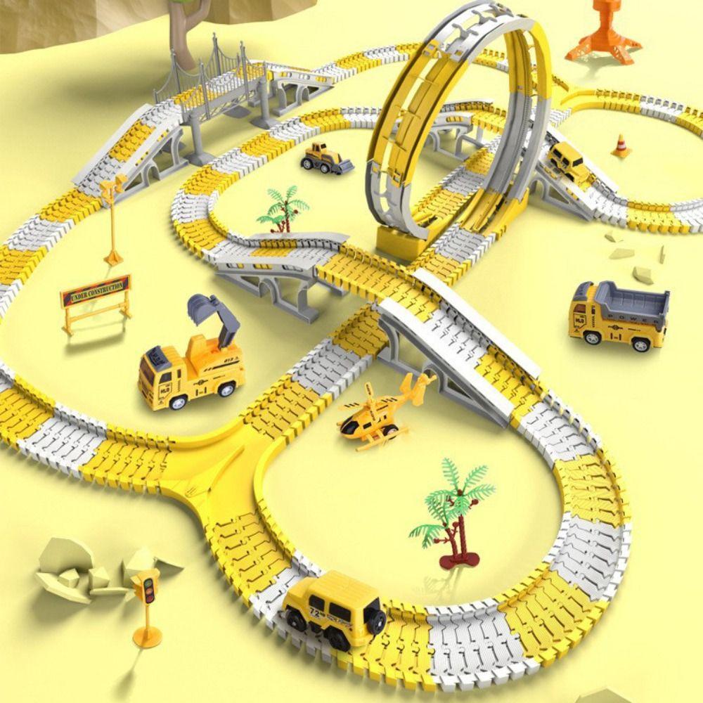 Yellow White Railway Toys 146/231 Pieces Rail Car Toy Set New DIY Racing Track Set Kids