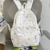 Cute Bow Tie Print School Backpack Lightweight Nylon Zipper Daypack with Front Pocket for Teen Girls Daily Travel