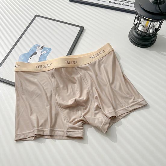 Men Boxer Briefs Mid-rise Elastic Waistband Color Letter Moisture-Wicking Print Panties Solid U-convex Boxer Underwear