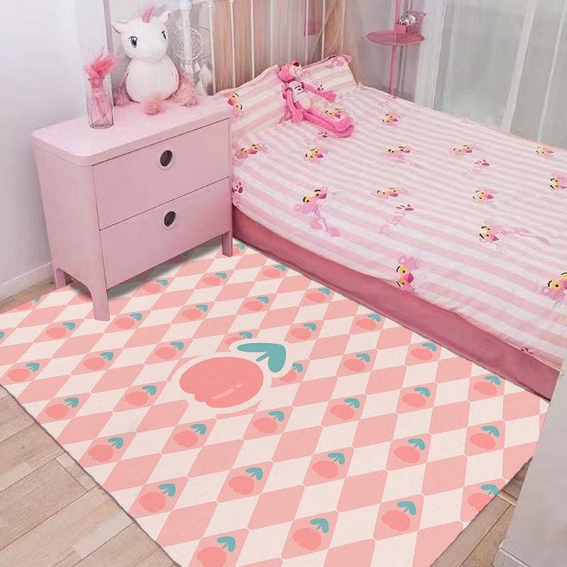Tappeto Camera da Letto Piena di Ragazze Tappeti Carini per la Casa Tappeto Camera da Letto Ragazza Tappeto Rosa Soggiorno Tappeti Carini con Stampa Floreale Tappeto Decorazione Stile Ins