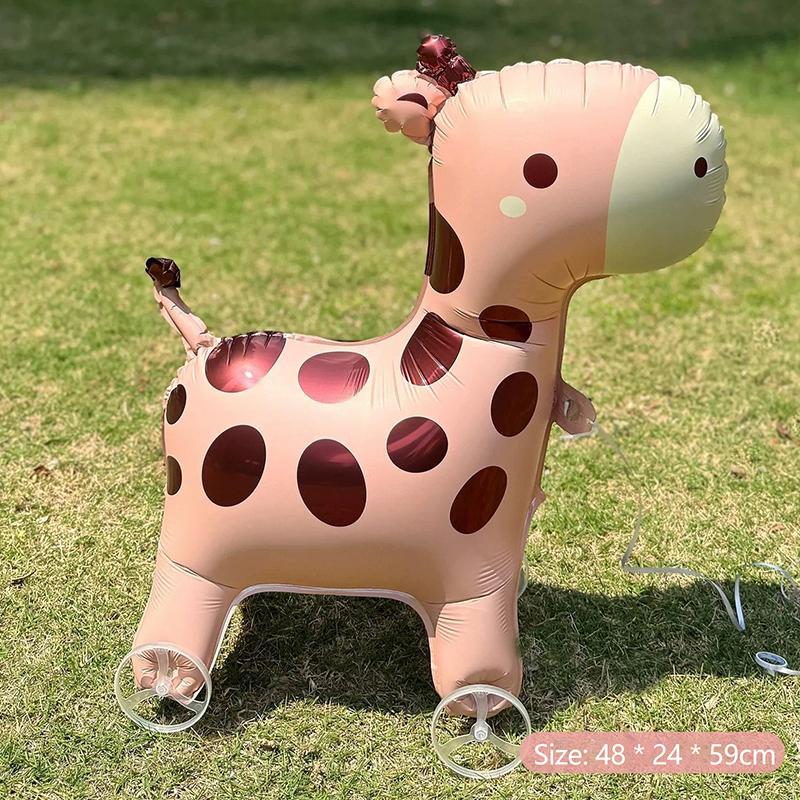 Walking Animal Foil Balloons With Rolling Wheels Perfect For Kids Birthday Parties Outdoor Garden Activities