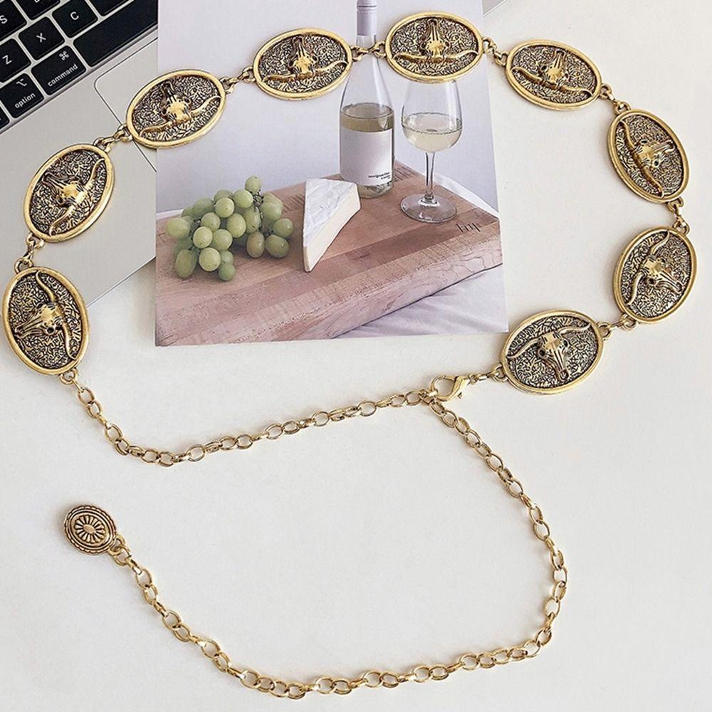 Vintage Bohemian Style Waistband Flower Ethnic Style Belt Metal Waist Chain  Beach Accessories