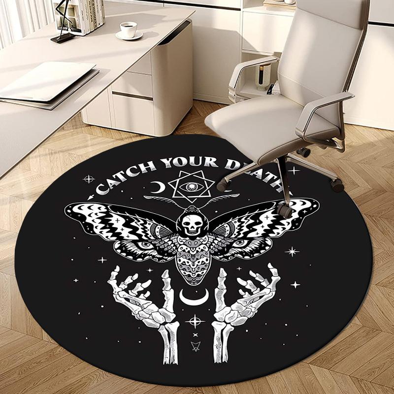 1pc Office Carpet Chair Mats Moth Skeleton Hands Death Symbol Perfect for Decorating Office Chairs, Living Rooms, Or Bedrooms