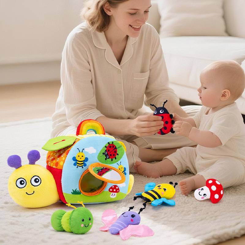 Baby-Schneckenhaus Plüschtier-Set Mit Geräusch und Interaktiven Funktionen Für Sensorische Entwicklung