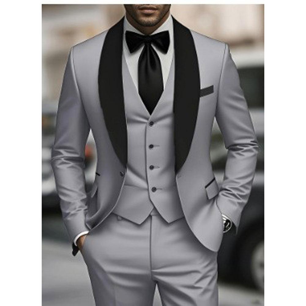 Traje Formal Elegante para Hombre 2025 Solapa de Pico 3 Piezas Blazer Chaleco y Pantalón Trajes de Esmoquin para Hombres para Vestido de Boda Fiesta de Noche