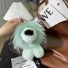 Cute Real Rex Rabbit Fur Simba Lion Bag Charm Car Key Charm Metal Ring Ornaments Kids Birthday Gift 240112