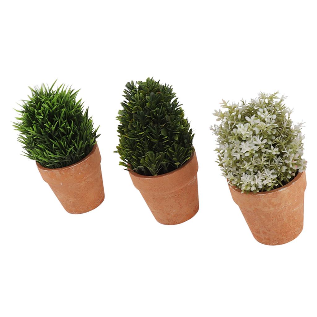 3PCS Artificial Potted Plants Set Plastic Indoor Small Fake Greenery Potted Plants for Home