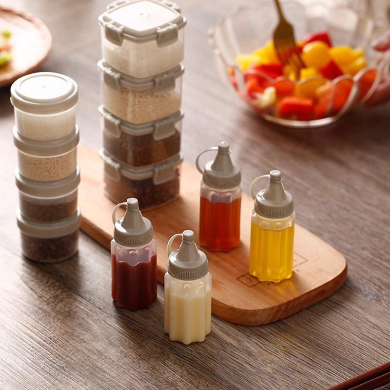 1/4Pcs Mini Plastic Sauce Squeeze Bottle Jam Extrusion Bottles Outdoor Barbecue Seasoning Bottle Set Bento Lunch Box Accessories