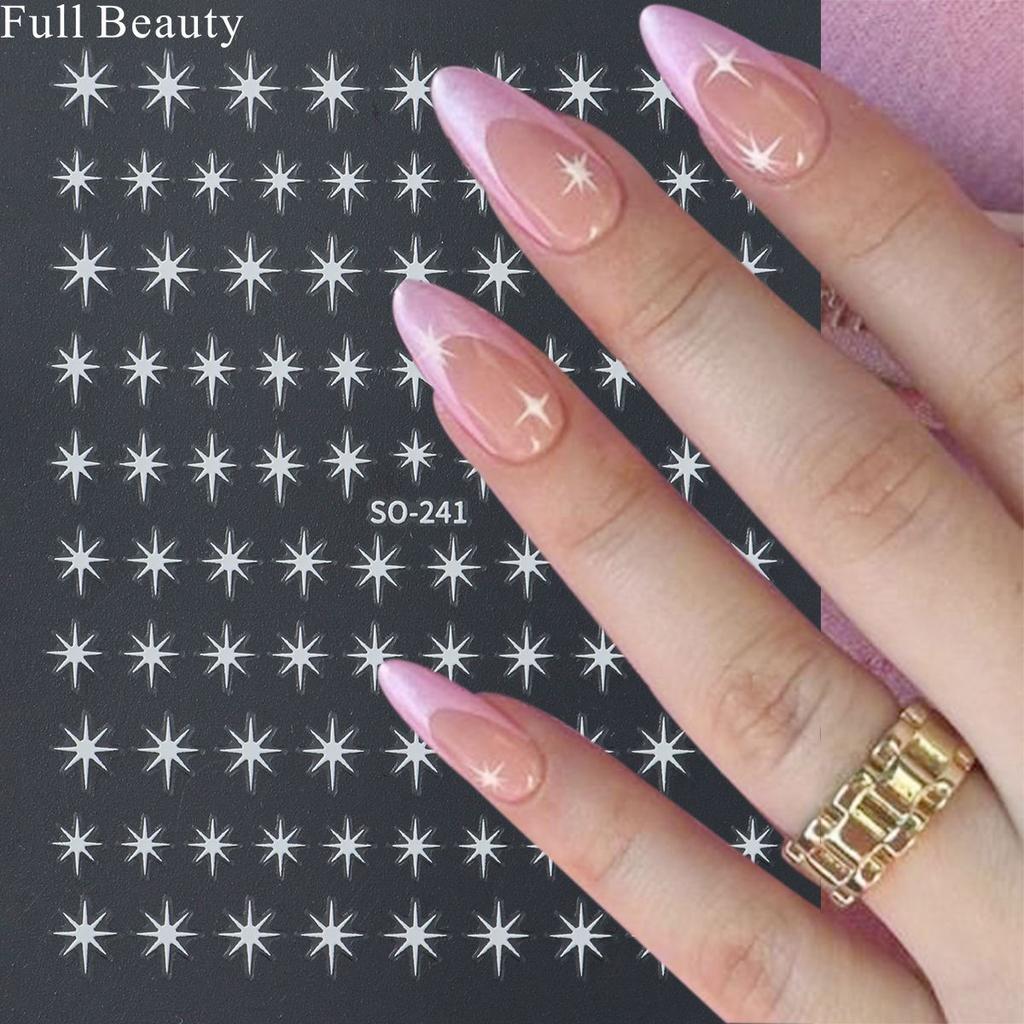 Gold Silver Star 3D Nail Stickers Flower Plants Nail Art Decals Floral Leaf Spring Sliders Manicure Decor