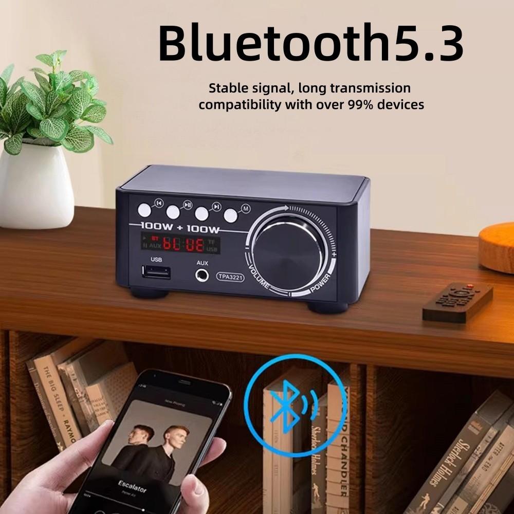 Bluetooth 5.3 TPA3221 Class D Power Mini Amplifier 2.0 Digital Amplifier 100Wx2 200W Home Audio System with PC USB