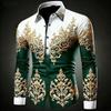 Men's Plus Size Hawaiian Shirt Long Sleeved Button Up Retro Floral 3D Print Gold Exquisite Pattern Fashionable 12 Colors Availab