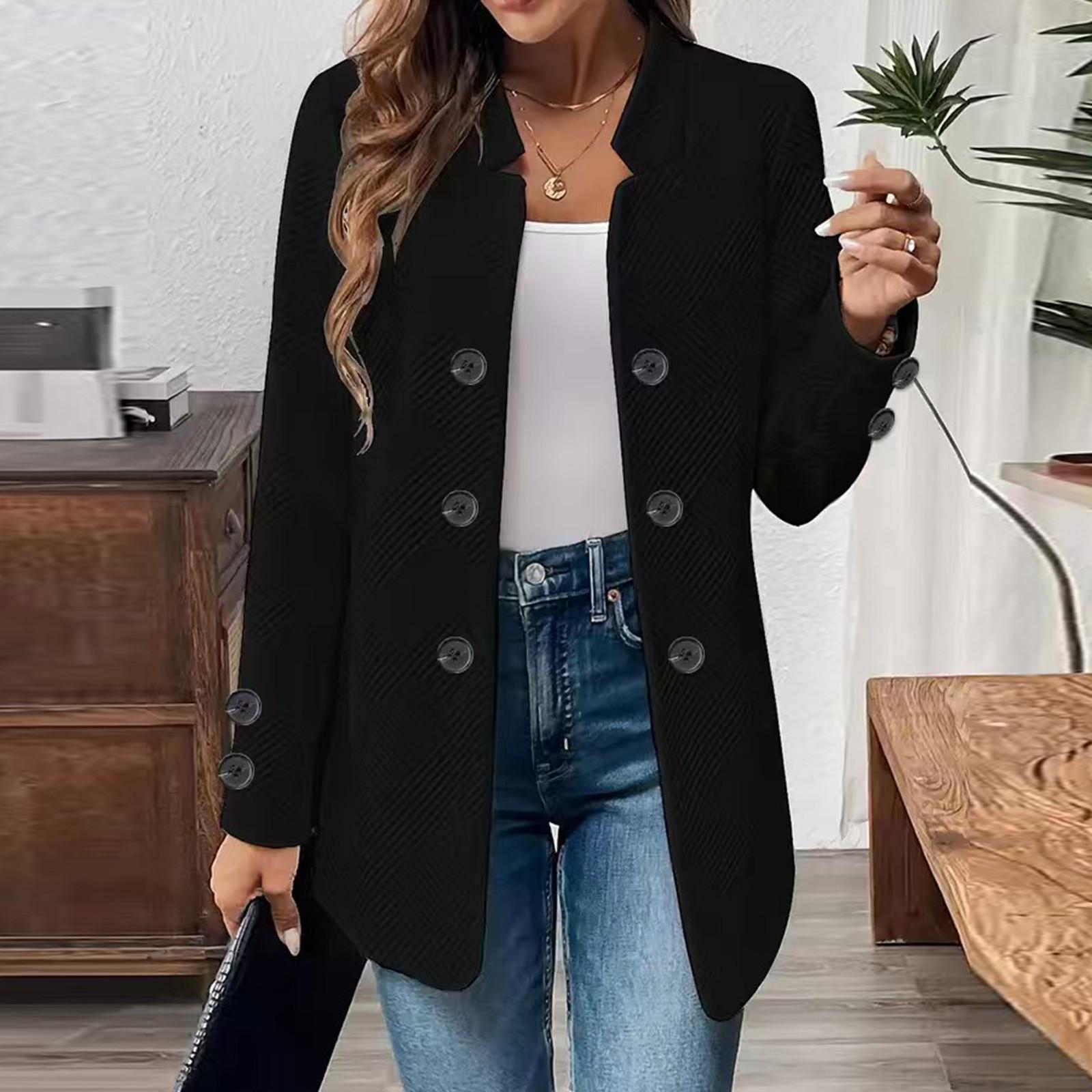 

Женский модный повседневный однотонный двубортный с тремя пуговицами и длинными рукавами L