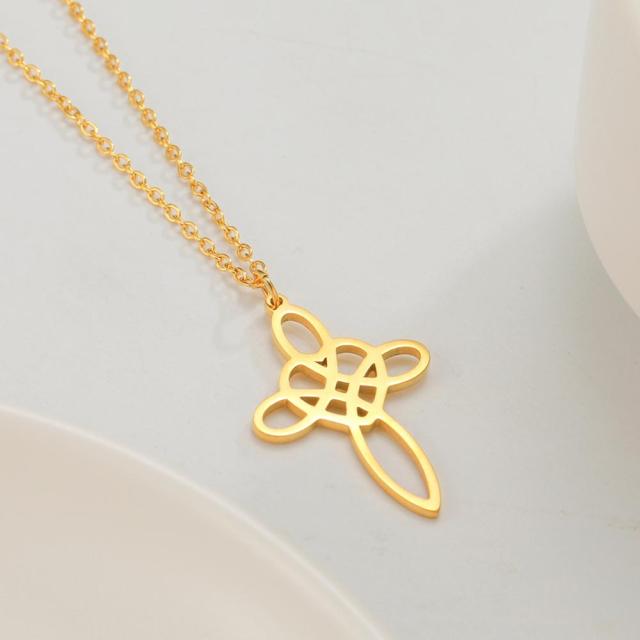 Witchcraft Witch 'S Knot Necklaces Stainless Steel Geometry Long Chain Necklace For Women Men Fashion Silver Color Jewelry Gifts