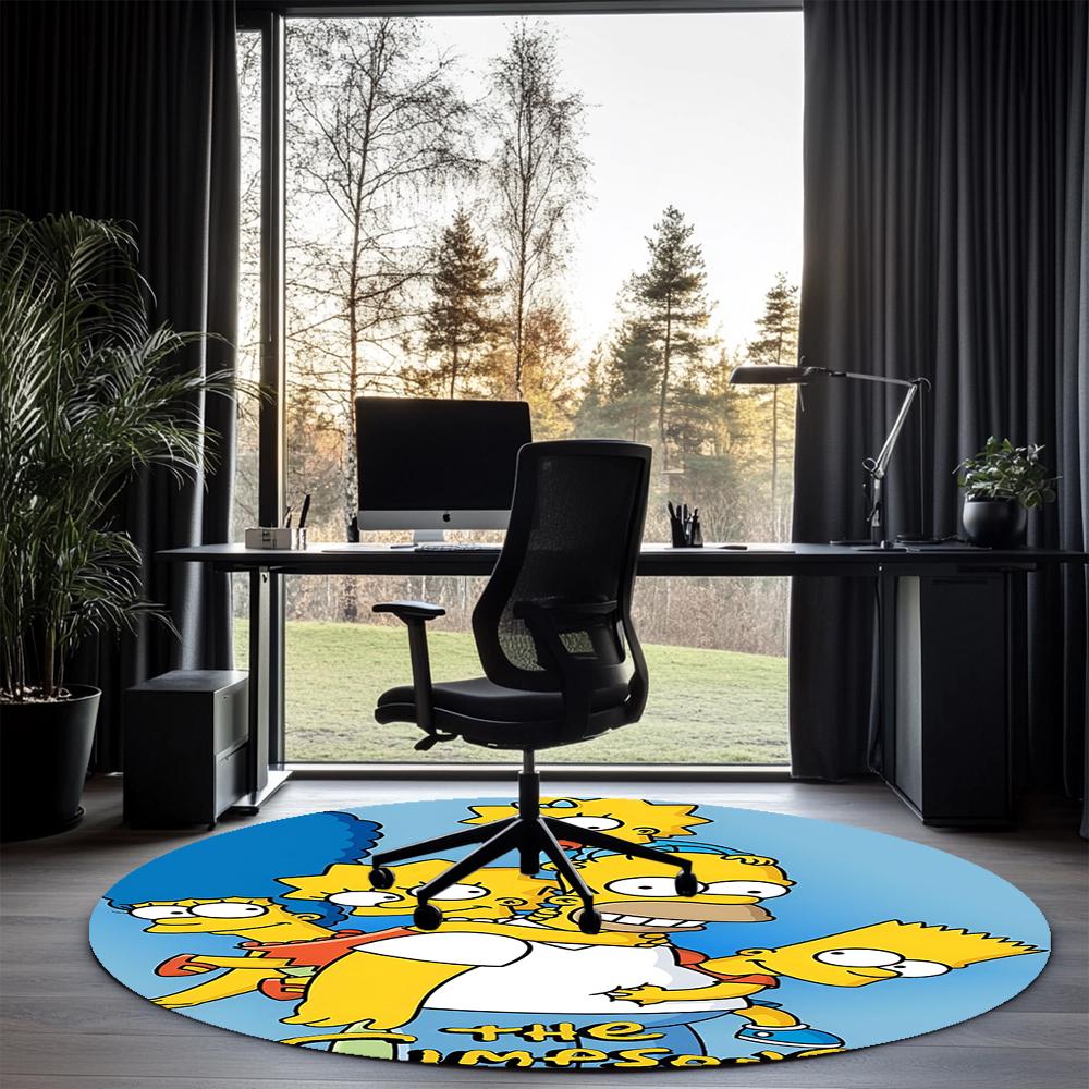 THE SIMPSONS Printed Round Rug Carpet Chair Rug Area Rug Entryway Doormats,for Office Chair Living Room Bedroom Kitchen Room.