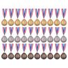 30pcs 2inch 1st 2nd 3rd Prize Medal with Neck Ribbon Gold Silver Bronze Prize Round Metal Medal for Kids School Sports Meeting