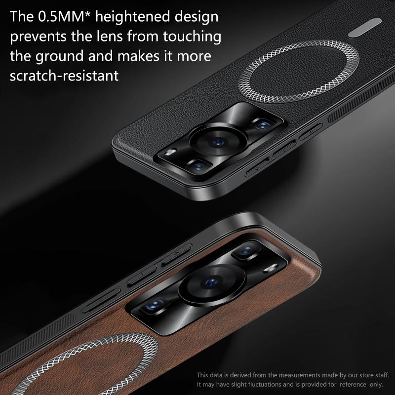 For Huawei P60 Pura 60  Case Magnetic Elegant Leather Wear-Resistant Lens Fully Covered Non-Slip Grip Edge Cover Shell