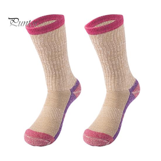 

1 пара женских зимних носков, хлопковые носки средней длины, эластичные манжеты в рубчик, носки для походов, спорта, машинная стирка, сохраняющие тепло, нескользящие, повседневные чулки L красный