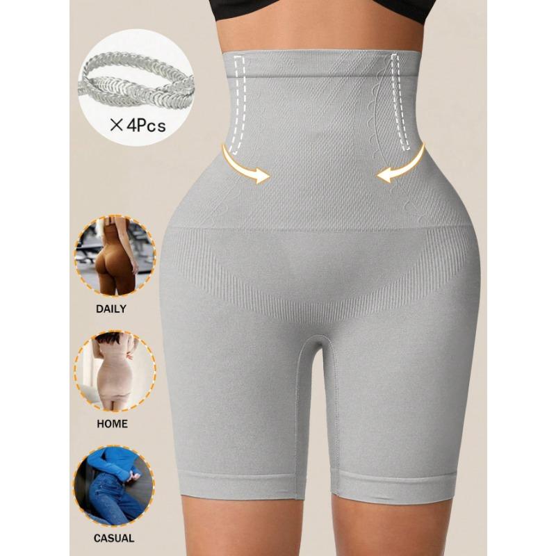 High Waist Steel Bone Tummy Control Shapewear Women Hip Lifting Seamless Slim Mid Thigh Shorts