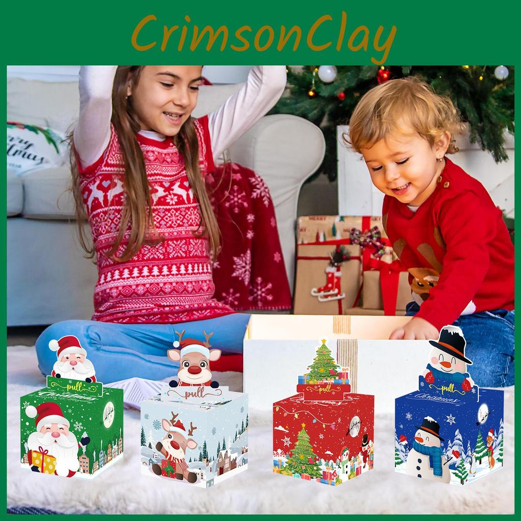 Christmas Themed Santa Claus Snowman Pattern Money Storage Box Party Decor Props