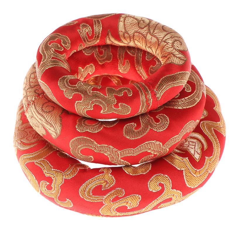 8/10/12cm Kırmızı İpek Yastık Minder Buddha Ses Kasesi Altlığı Tibet Singing Bowl İçin Nepal'de Kase Minderi Budizm Ürünleri