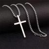 Silver Chain Pendant Necklace 60/70CM Length Jesus Cross Necklace  For Women Men