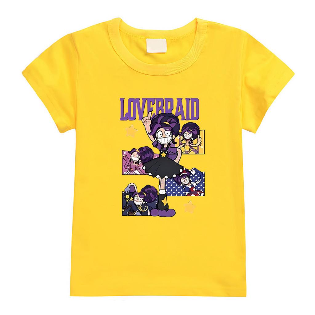 4143 Kids Girls Lily Lovebraids Print Short Sleeves Cotton T-Shirt