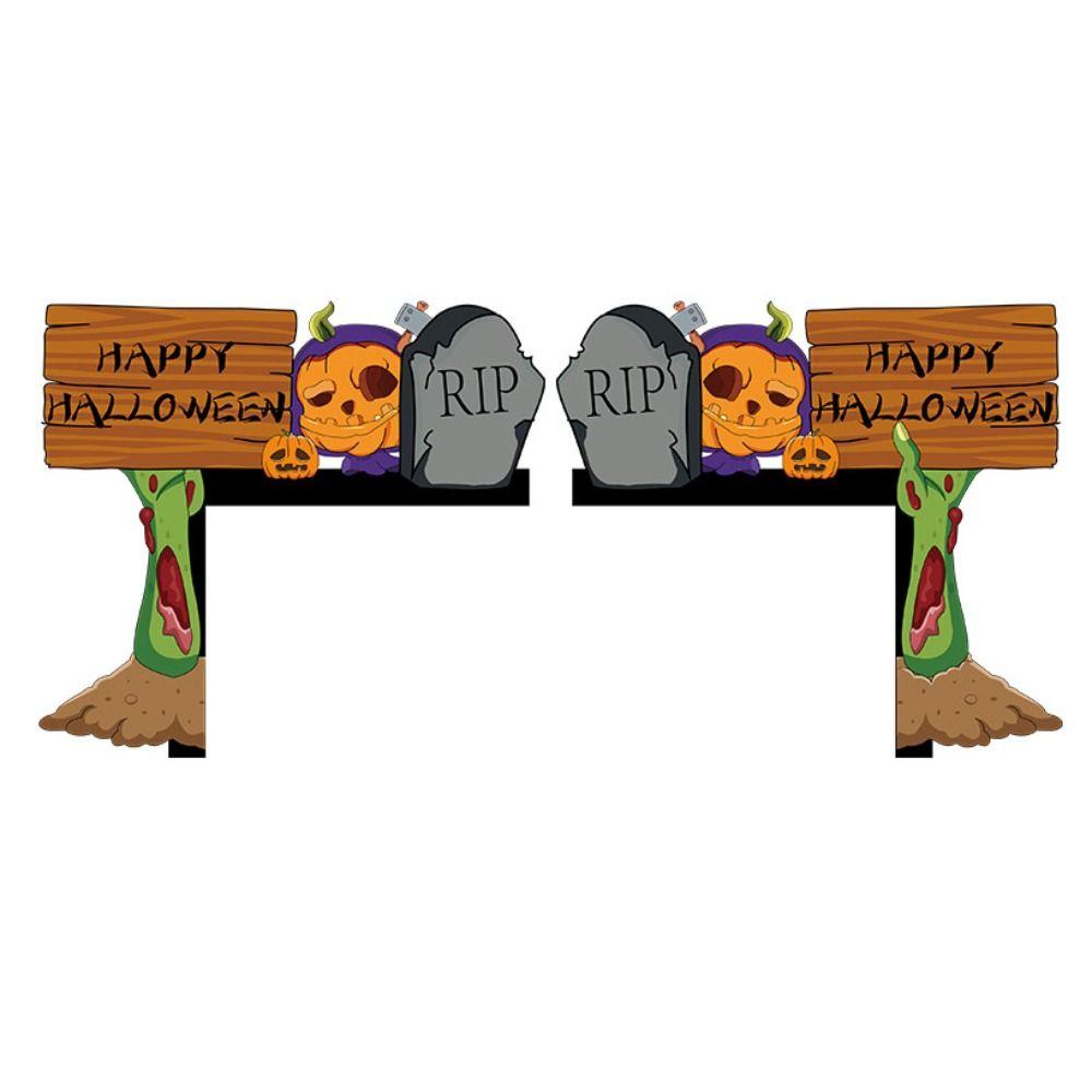 

2Pcs Home Adorn Door Frame Stickers Halloween Decoration Wall Stickers Door Corner Sign Window Style 1