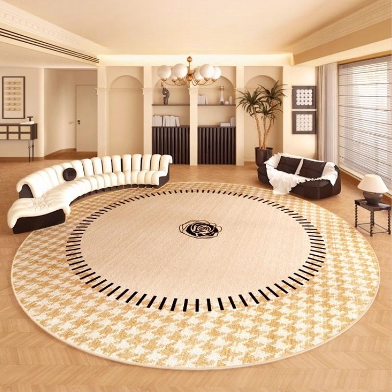 Light Luxury Carpets for Living Room Thick Plush Study Floor Mat Cream Style Bedroom Decor Round Carpet Fluffy Soft Bedside Rug