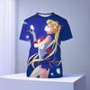 Nova Sailor Moon Anime Impressão 3D Meninas Manga Curta T-shirt Casual O-pescoço Anime Sailor Moon Criança Unissex Manga Curta T-shirts