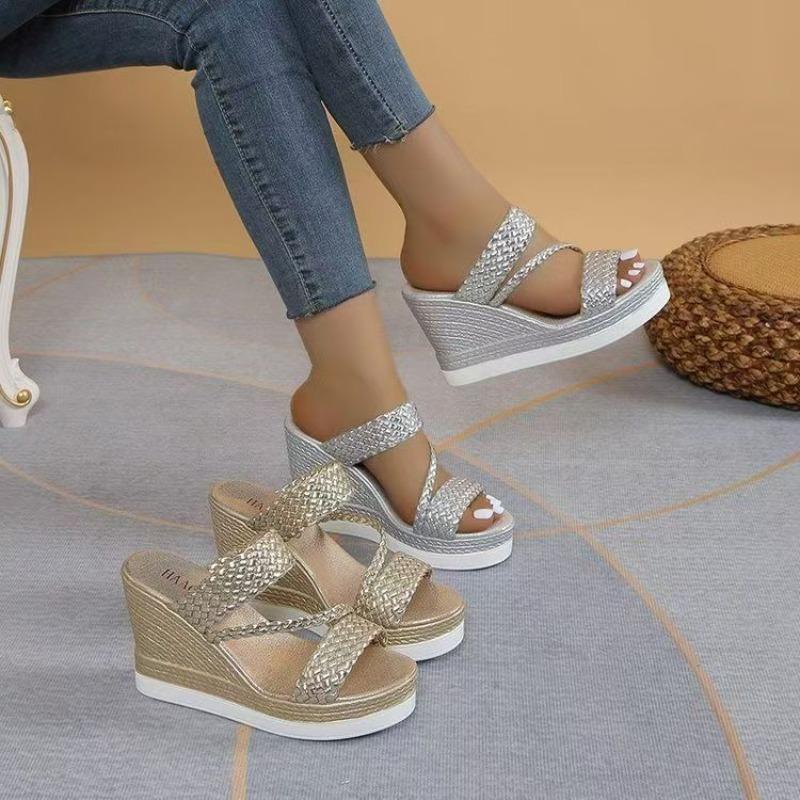 Sandali a ciabatta da donna minimalisti con tacco a blocco e punta aperta