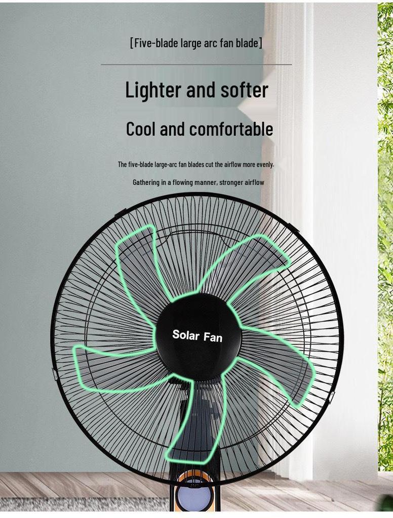 16-Inch Rechargeable Solar Floor Fan with Light for Outdoor Camping