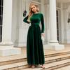 2025 Women's Velvet Maxi Dress, Elegant Socialite Style Solid Color Gown with Luxurious Texture, Formal Banquet Dress for Special Occasions