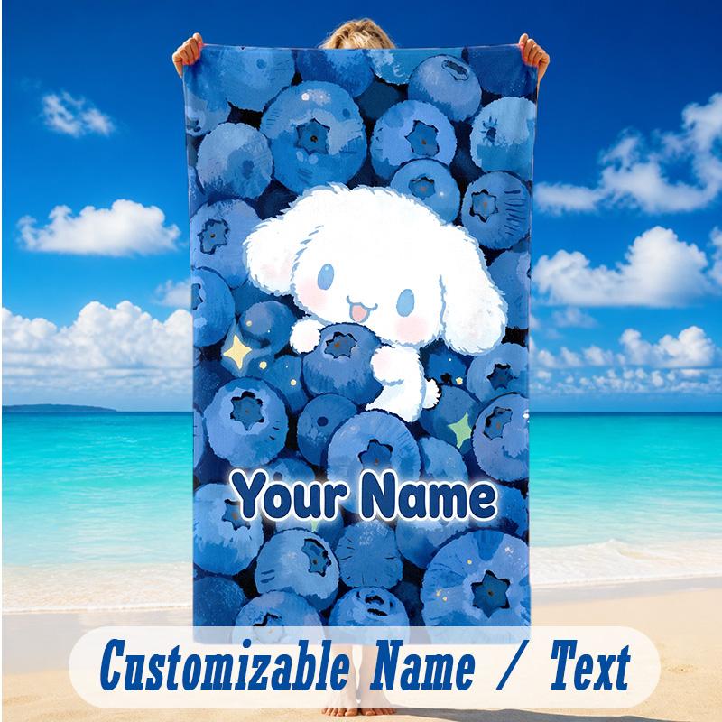 Beach Towel Custom Name Text, Quick Dry Large Towel For Beach HomeCinnamoroll
