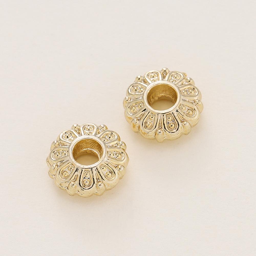 10Pcs/Pack 2*6mm 14/18K Gold Plated Alloy Flat Spacer Beads For Handmade DIY Jewelry Making Bracelet Necklace Accessories
