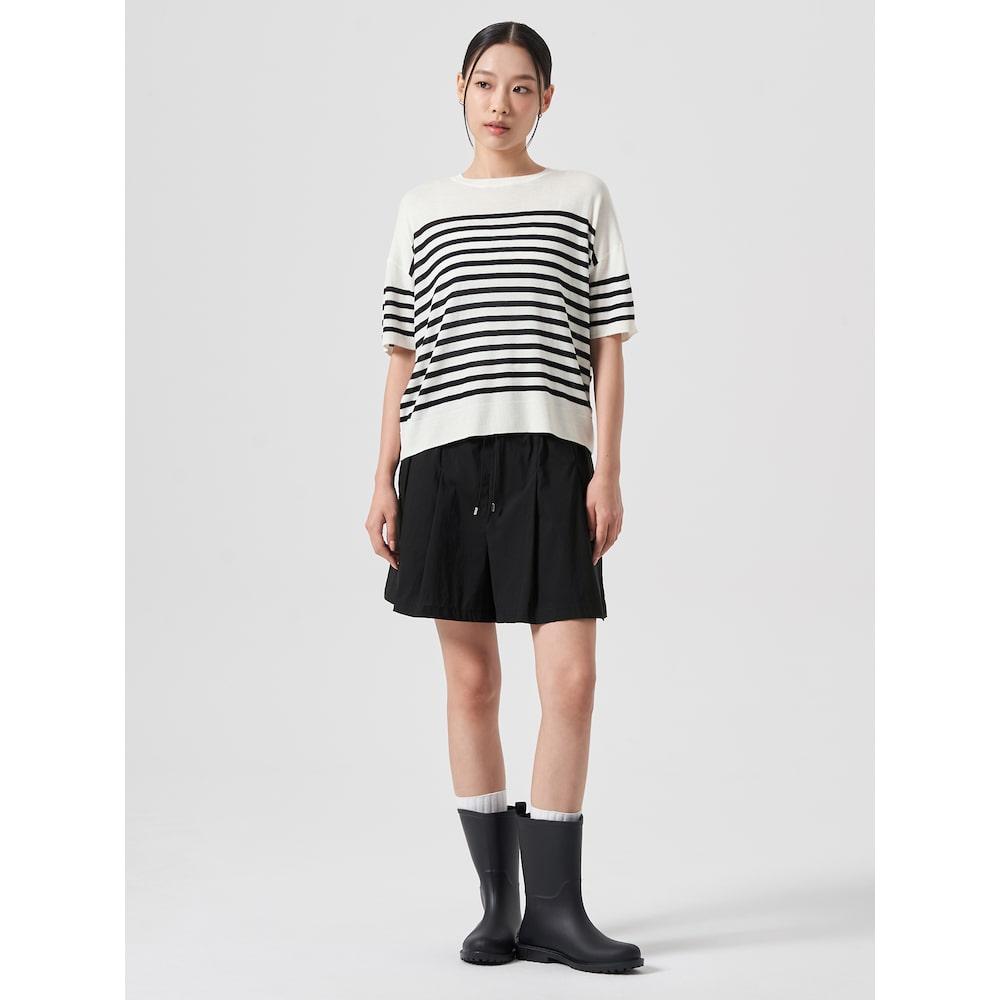8SECONDS Striped Basic Short Sleeve Pullover Ivory