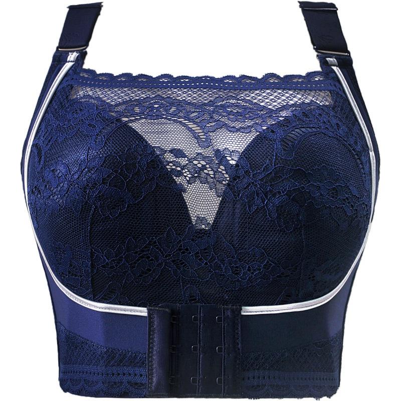 

Кружевной бюстгальтер большого размера, мягкое нижнее белье, нижнее белье без косточек, бюстгальтер со сборками BH 36, 38, 40, 42, 44, 46, 48, 50, чашка CDE 44/100C синий