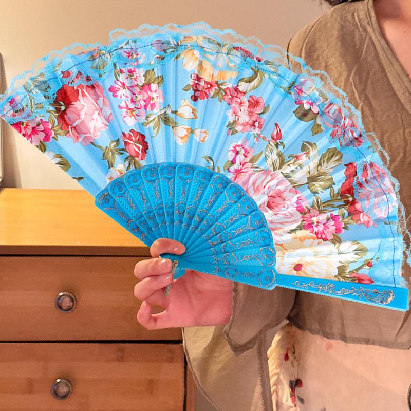 1 Stück Foto-Requisiten Klassische Aufführungs-Requisiten Ästhetische Schönheit Faltfächer Mode Pfingstrose Spitzenfächer