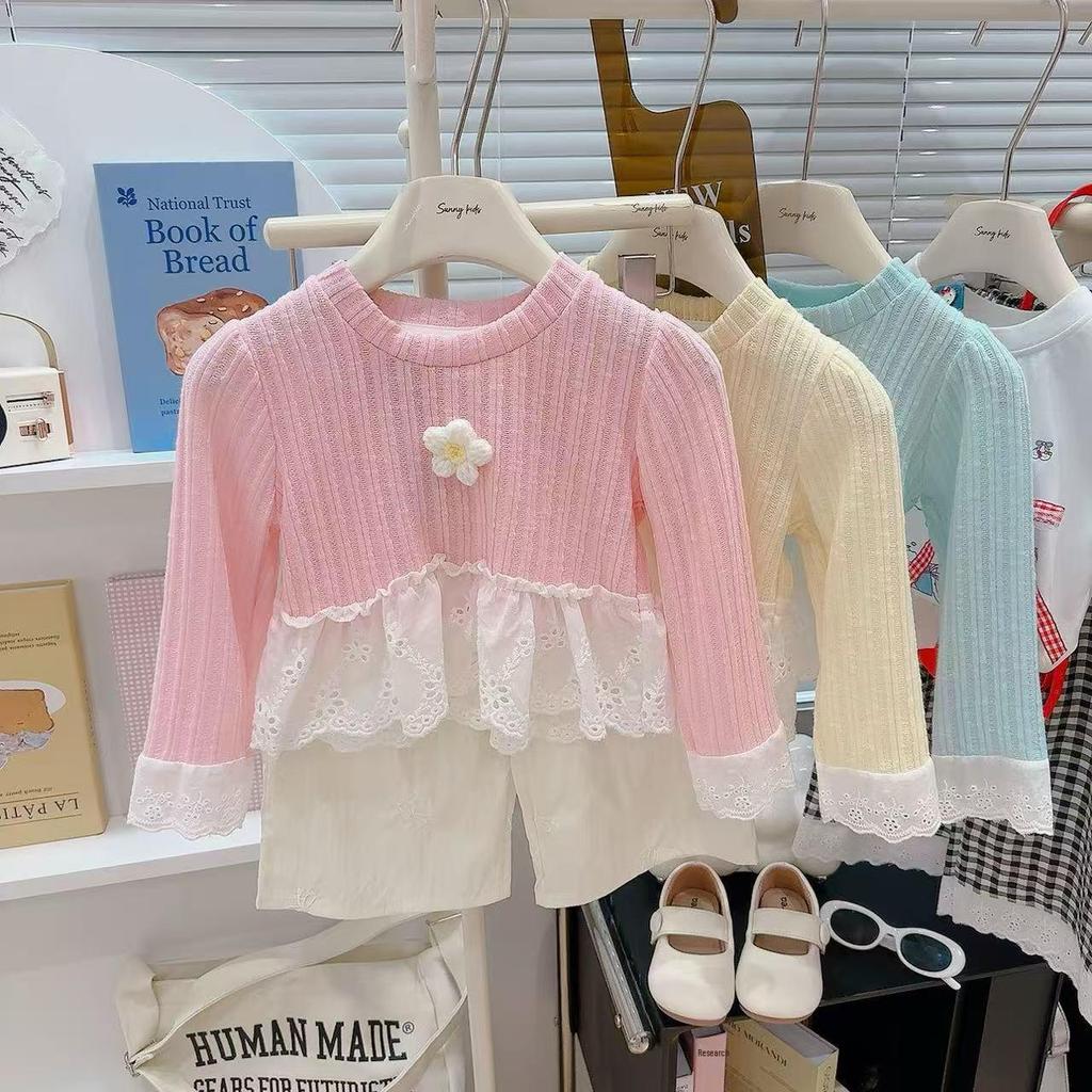 Girls' Stylish Lace Patchwork Top & Yamamoto Pants Set - Spring/Autumn 2025 Trend
