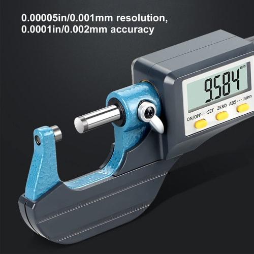Digital Micrometer, 0.0001in/0.002mm Accuracy Electronic Thickness Measuring Tool, 0.00005in/0.001mm Resolution, with Storage Box for Industrial Woodw