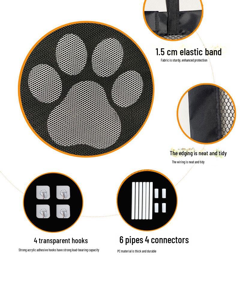 Gard și ușă personalizate pentru câini: Asamblare ușoară, plasă de izolare sigură, bară de protecție de ușă fără găuri pentru animale de companie