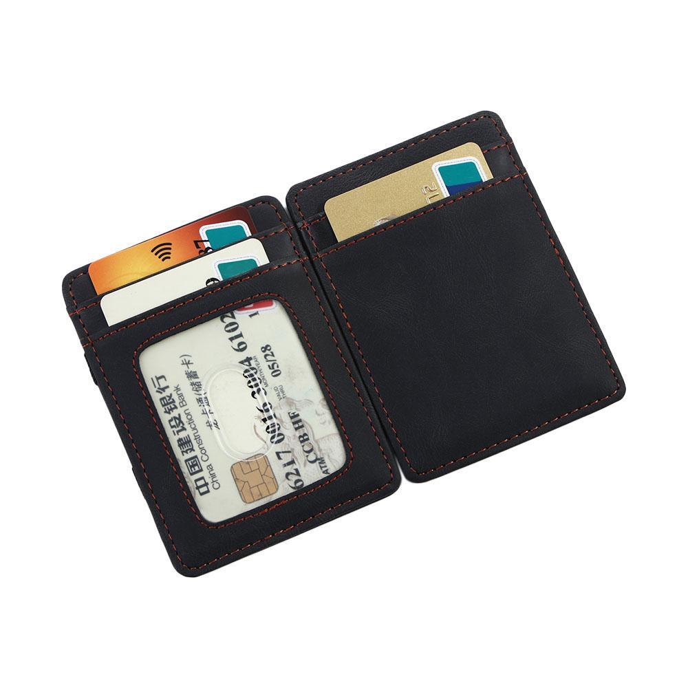 Credit Card Holder PU Leather ID Card Case Gift Money clips Magic Wallet Mini Coin Purse Cash Clip